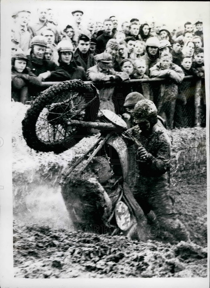 Press Photo Cross Country Motor Cycling in the mud - Historic Images