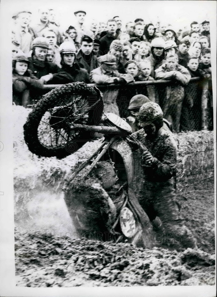 Press Photo Cross Country Motor Cycling in the mud - Historic Images