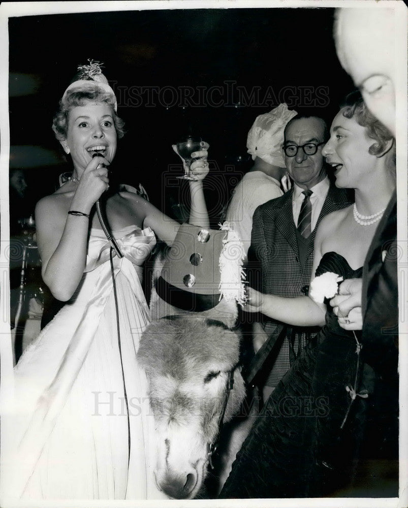 1959, Helene Cordet On Live Donkey New Year's Party Hamilton Place - Historic Images