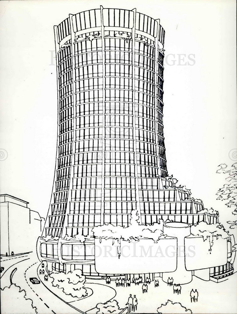 1970 Artists concept of (BIZ) building in Basel Switzerland - Historic Images