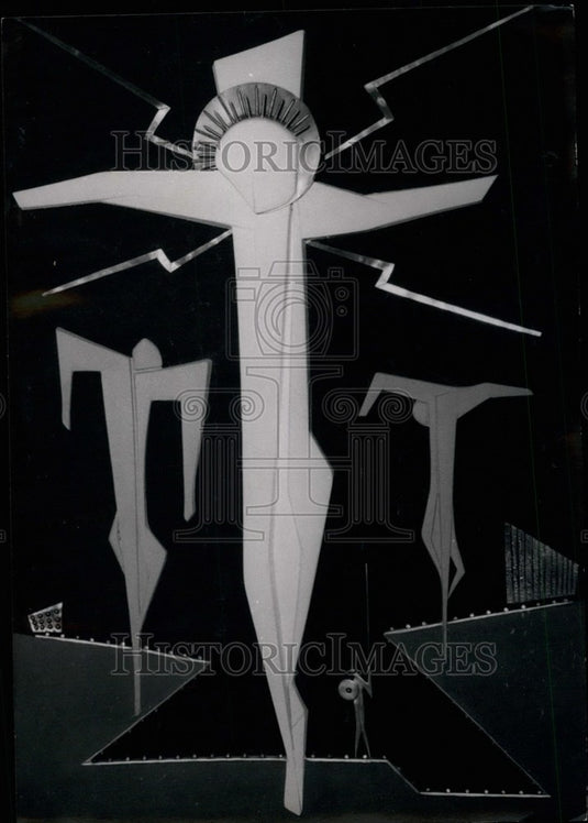 1955 Press Photo Crucifixion, Qesserprit, Paris Museum, Modern Art - Historic Images