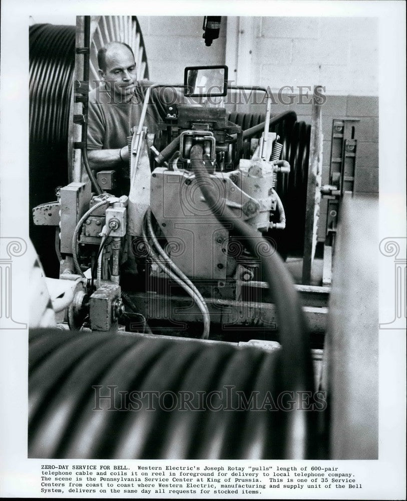 Press Photo Western Electric Joseph Rotay, Telephone Cables - KSB35409-Historic Images