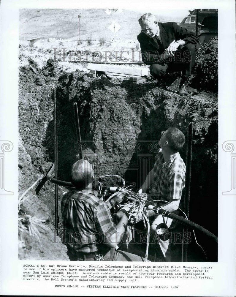 1967, Pacific Telephone and Telegraph men check splices - KSB35415 - Historic Images