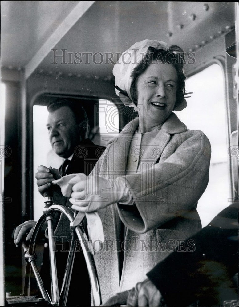 1967 Mrs. Barbara Castle, the Minister of Transport on Royal Daffodil II - Historic Images