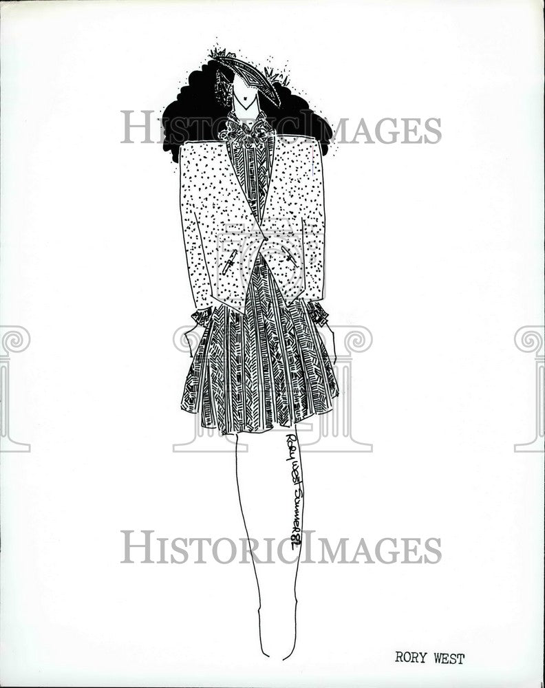 Press Photo Sketch Of New Dress Design - KSB36057 - Historic Images