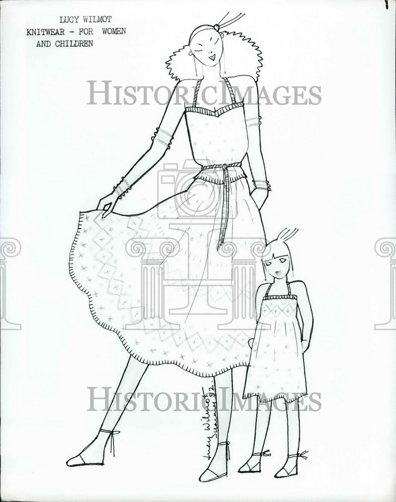 Press Photo Lucy Wilmot Knitwear for women and children - KSB36063 - Historic Images