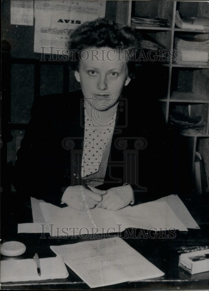 1955 Mlle Jacqueline Pracht,First French woman tax collector - Historic Images