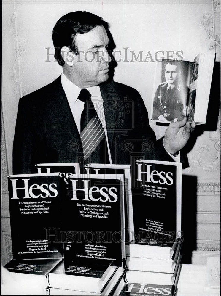 1974, Eugene K. Bird with his book on Rudolf Hess, Executive to Hitle - Historic Images