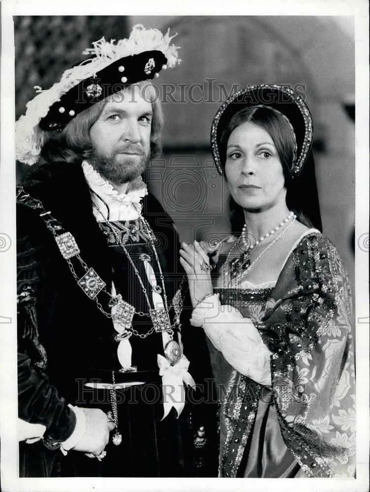 1972 Press Photo John Stride as Henry VIII and Claire Bloom as Queen Katherine. - Historic Images