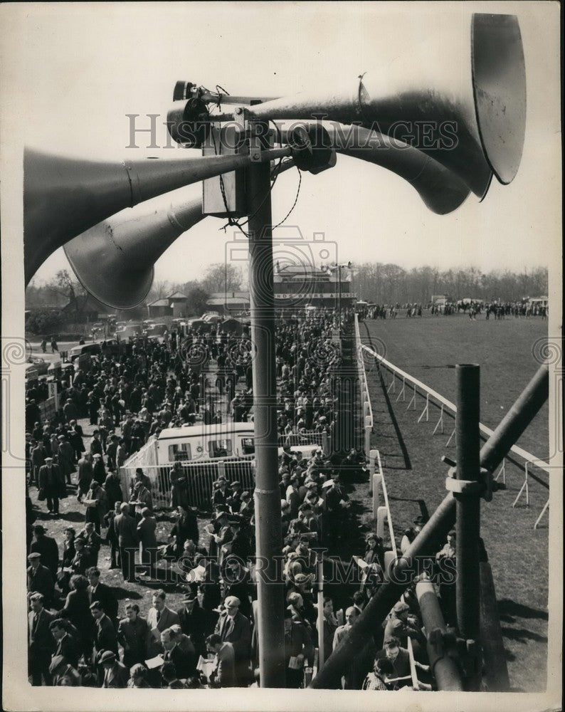 1953 Press Photo Epsom Spring Meeting Clusters of Loud Speakers - KSB41523-Historic Images