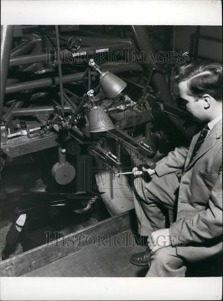 Press Photo Student Working onModel of a Supersonic Passenger Transport Plane - Historic Images