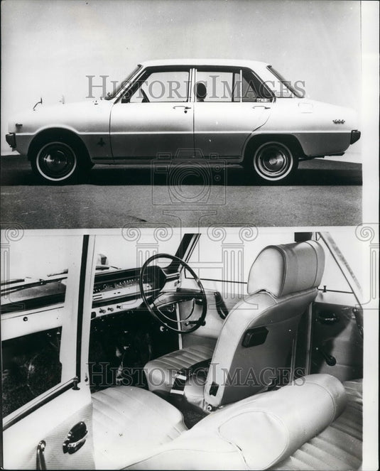 Press Photo Mazda Familia 1200 car at auto show - Historic Images