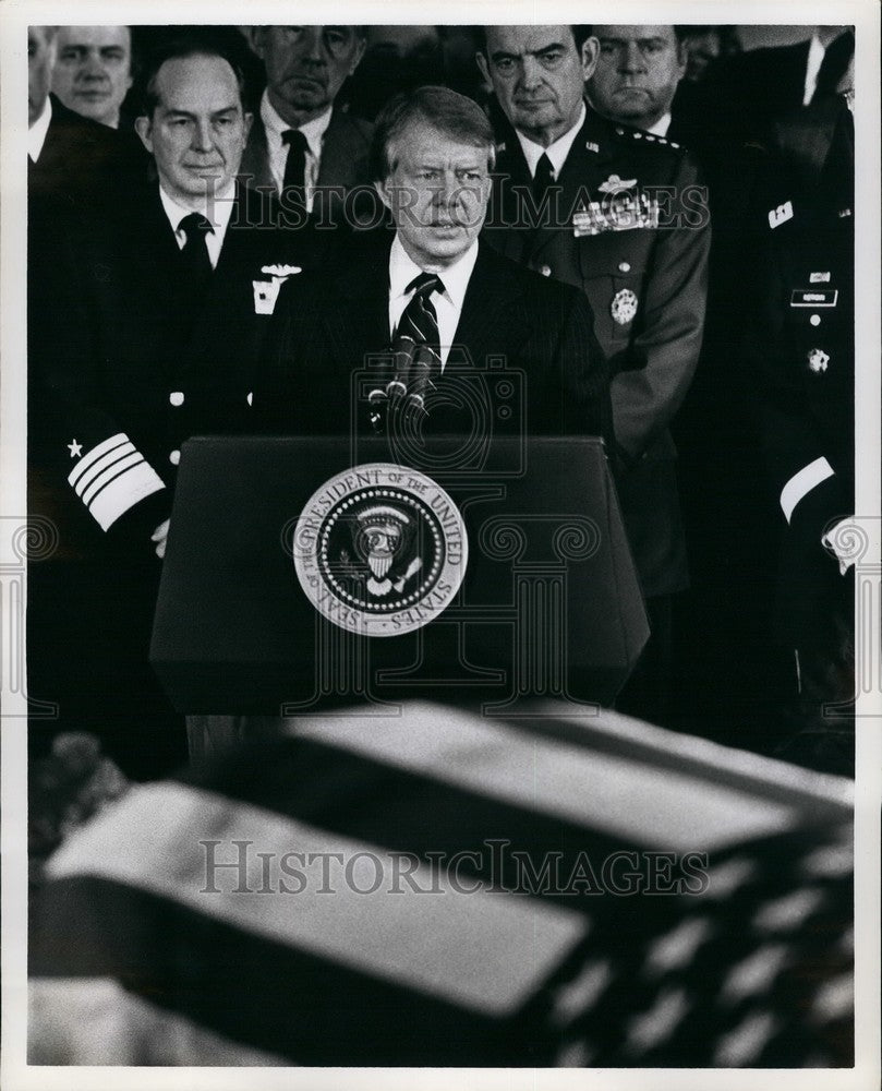 1978 Press Photo President Jimmy Carter at Hubert Humphrey Funeral - Historic Images