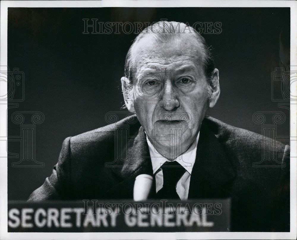 Press Photo Kurt Waldheim at UN press conference - KSB44407 - Historic Images