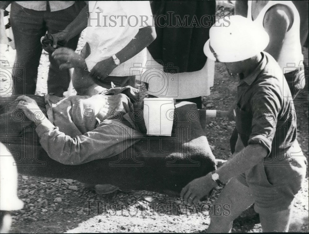 Press Photo M. Joseph Cattenoz Miner Carried Stretcher Champagnole - KSB45765 - Historic Images