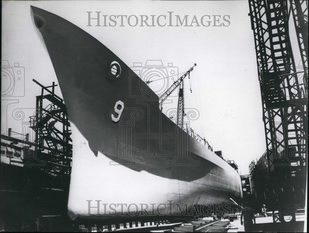 1959 First US Nuclear surface ship launched Long Beach twin reactor - Historic Images