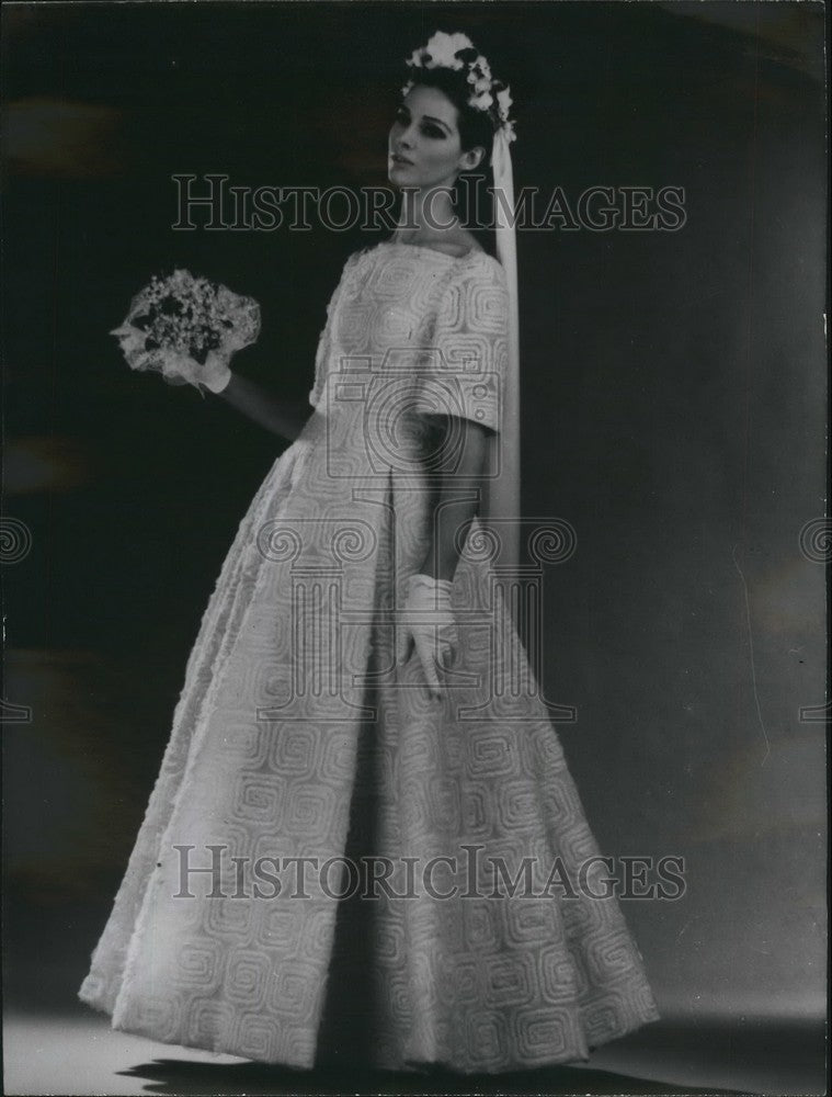 1965 Press Photo Wedding Dress Spring Collection Jacques Launay A Paris Couturie-Historic Images