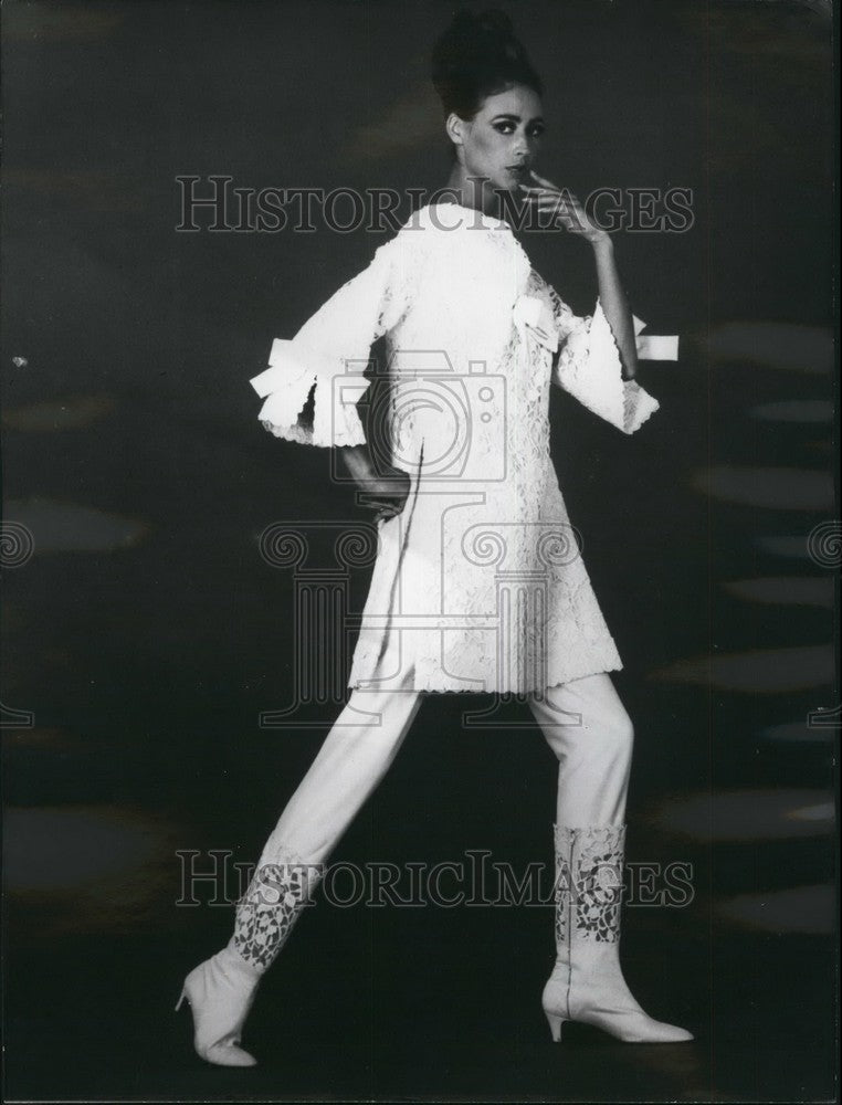 1965 Press Photo White Lace Knee Long Tunic by Simonetta - KSB47579-Historic Images