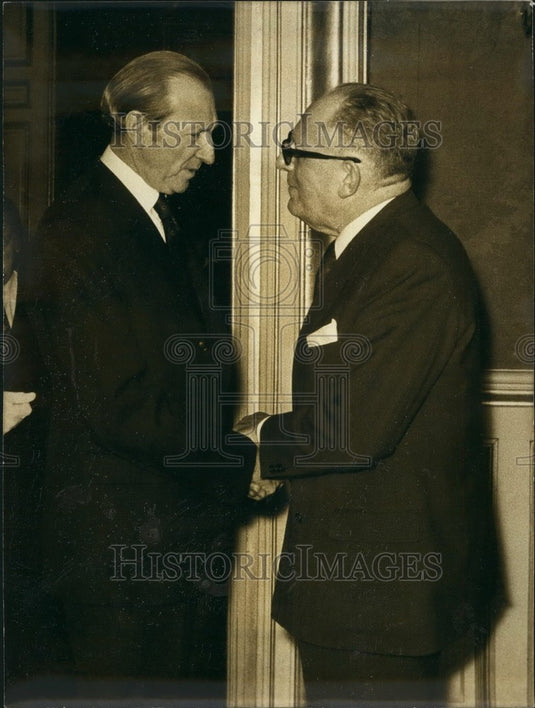 1973 Press Photo Maurice Schumann French Minister Foreign Affairs Kurt Waldheim-Historic Images
