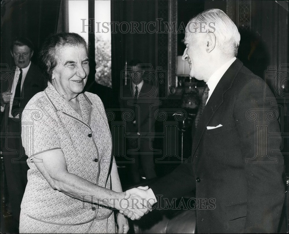 1969 Israel's Prime Minister ,Golda Meir & Michael Stewart,Britain - Historic Images