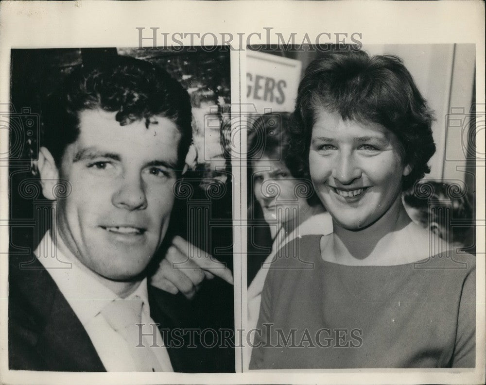 1960 Press Photo Australian Swim Star Dawn Fraser &amp; fiance Kenneth Robinson-Historic Images