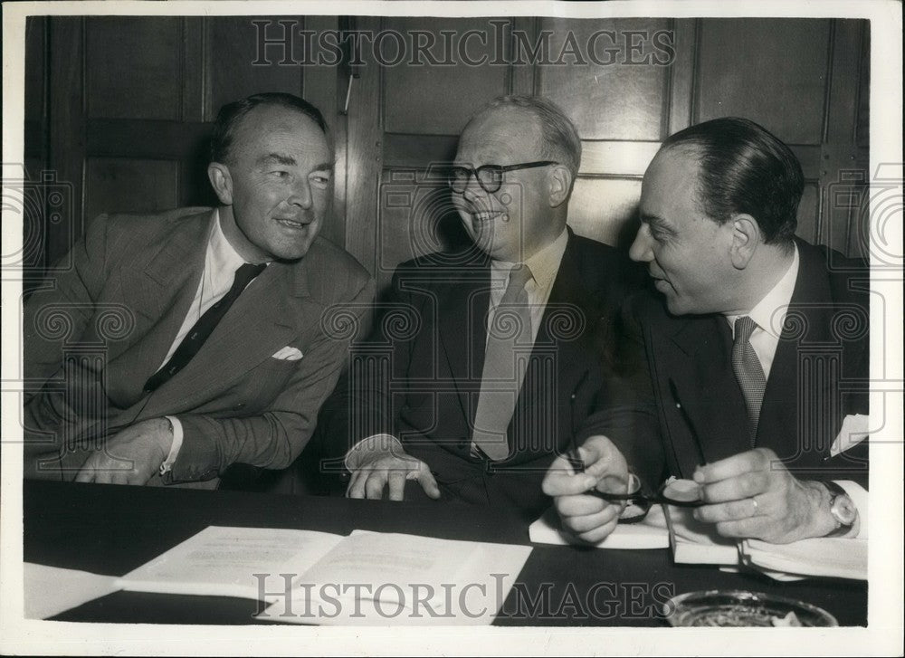 1957 Sir Hartley Shawcross speaks at the "Justice" Press Conference - Historic Images