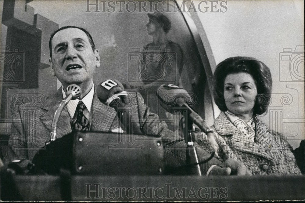 Press Photo Ex Pres of Argentina .Juan Domingo Peron and his wife Isabel Peron-Historic Images