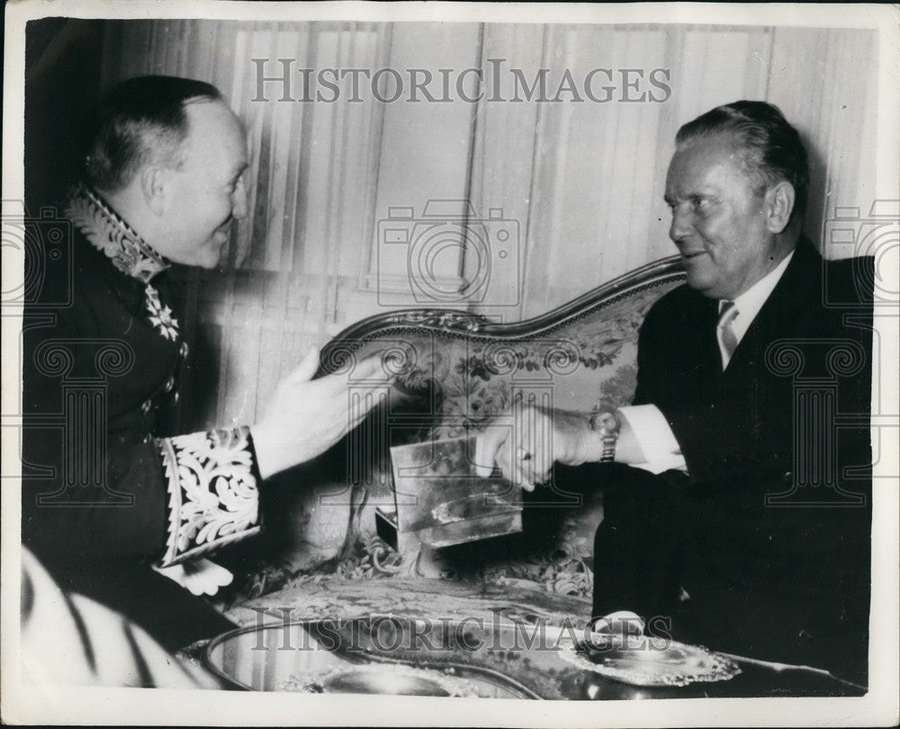 1954, British Ambassador Sir Frank Roberts Seen With Marshal Tito - Historic Images