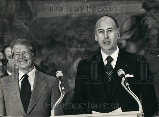 1977 Press Photo Sawn D'Honnour D'Orly Pres. Carter Giscard d'Estaing - Historic Images