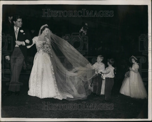 1953 Press Photo Society Wedding Una Mary Film Nigel Stewart Fraser - Historic Images