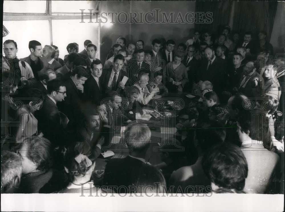 1968 VP of Reporter's Union Maurice Seveno at Microphone - Historic Images