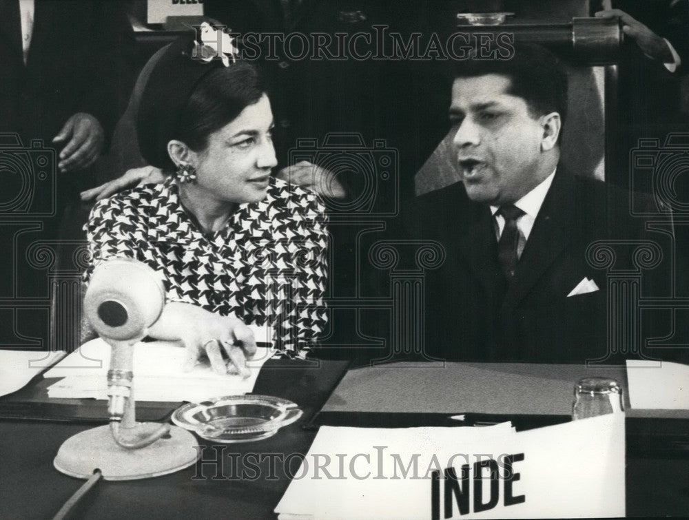 1967 Press Photo Indian Delegate Singh Princess Ashraf UN Social Council-Historic Images