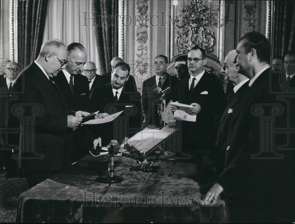 1963, Italy Minister Saragat, President Segni, Prime Minister Moro - Historic Images