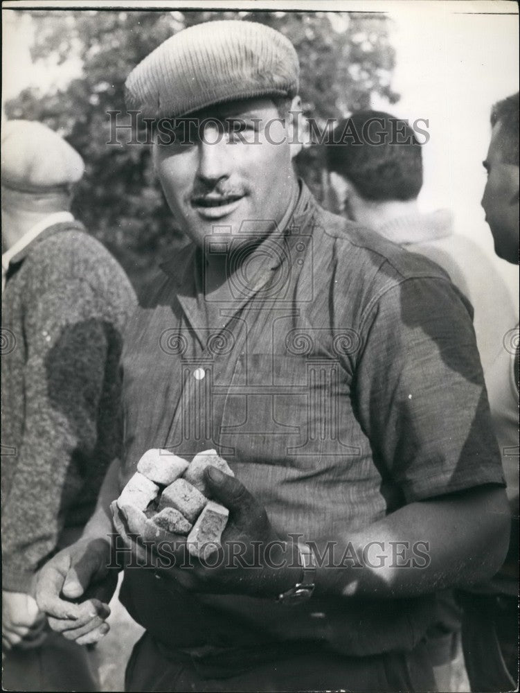 1961, Plastic found on the spot where the bomb lay in France - Historic Images