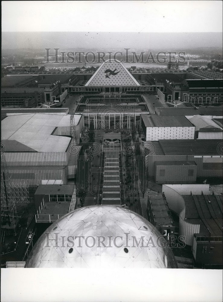 Press Photo Atomium At Brussels: Looking down from top of sphere. - KSB53405-Historic Images