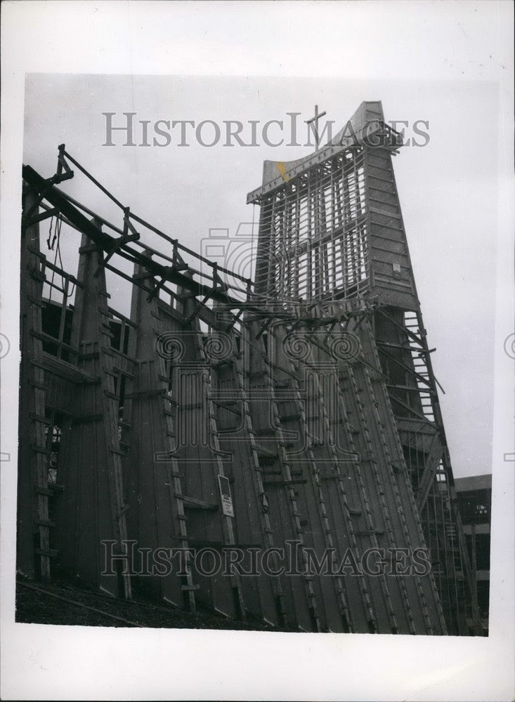 1957 Brussels International Exhibition Vatican Pavilion topped cross - Historic Images