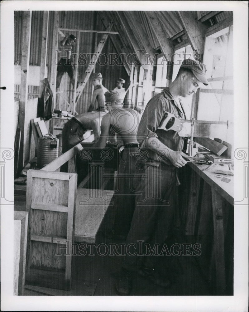 Press Photo Seabees Naval Mobile Construction Battalion pens MSAD Chapel-Historic Images