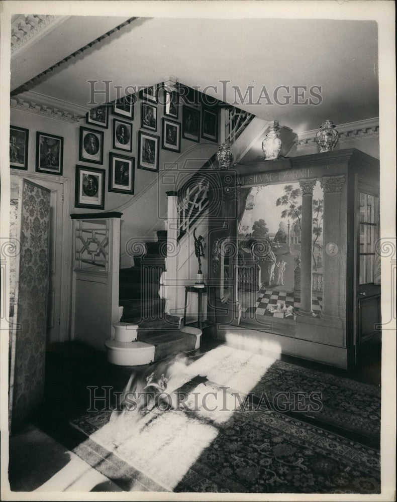 1955 Hall of Dorneywood showing the stairs leading to the first floo - Historic Images