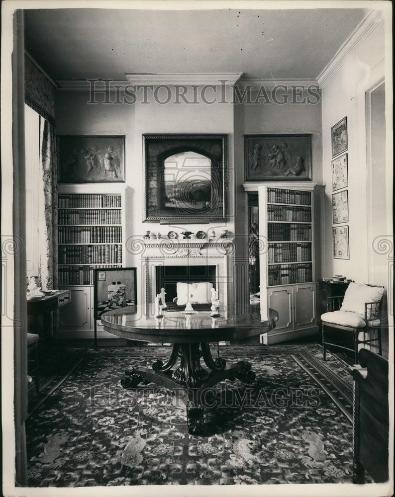 1955 Dining Room of Dorneywood showing the false book case - Historic Images