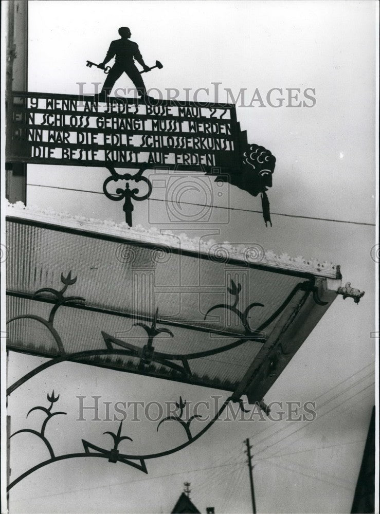 This Sign-Board of a Locksmith in Mitterstedt/Weckar-Historic Images