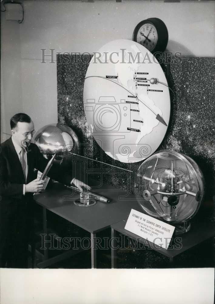 1956 America's Dr. Hagen with the Scientific Earth Satellite - Historic Images