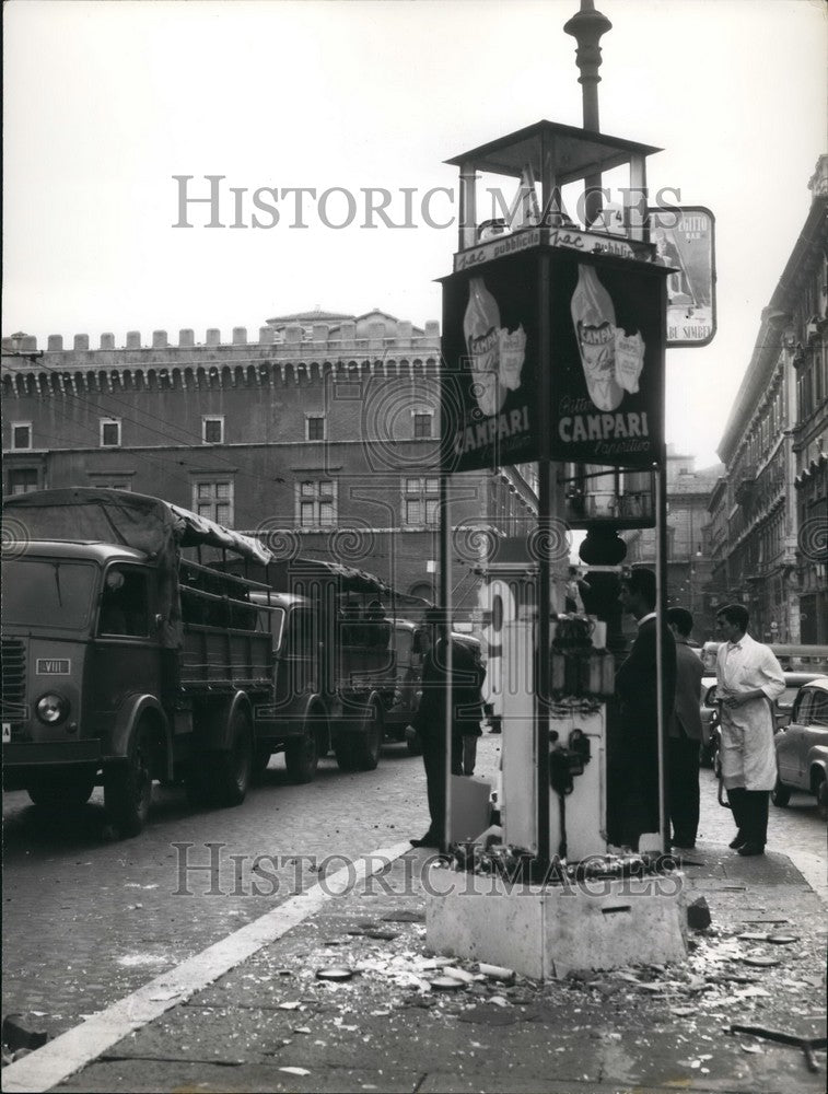 1963 Damage fromViolent demonstrations ,Italian Police &amp; workers - Historic Images