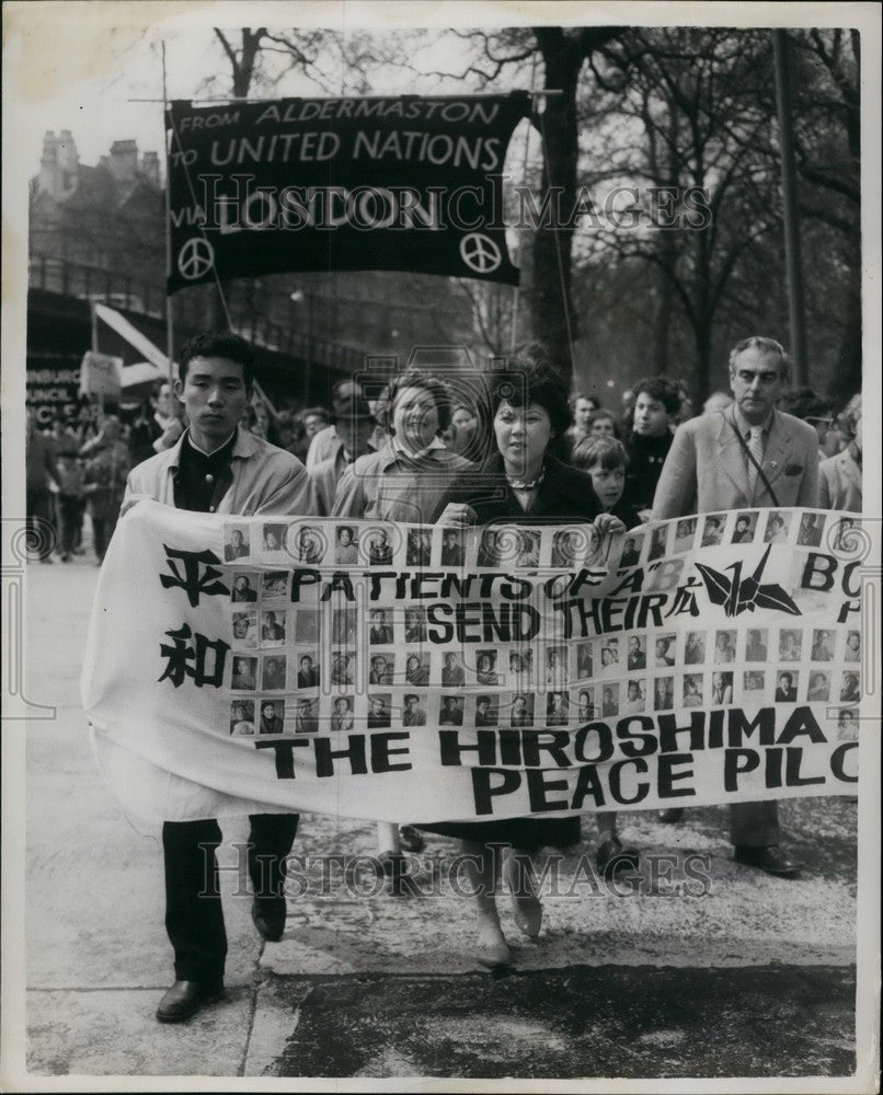 1962 Hiroshima Survivor in Aldermaston March - Historic Images