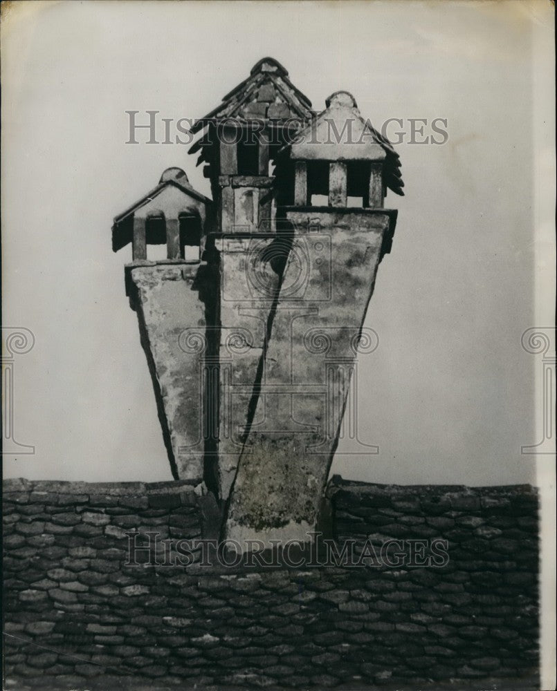 1966 Press Photo Triple Chimneys on house in Fribourg , Switzerland. - KSB55291-Historic Images