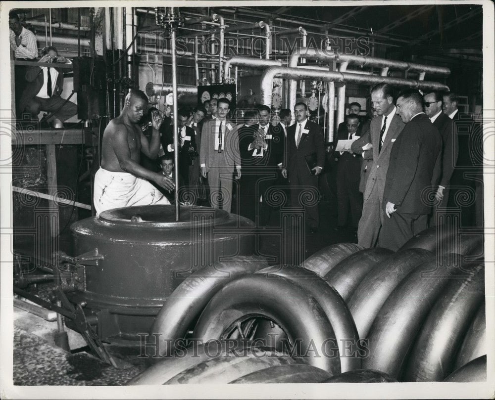 1962, Prince Philip Visiting the Brazil factory at Brazil. - Historic Images