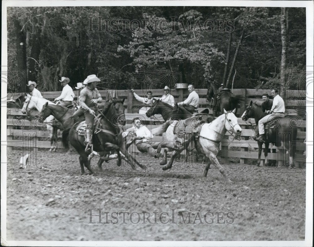 Press Photo Champion riders perform in Quarter-Horse Farm Arena - KSB57539 - Historic Images