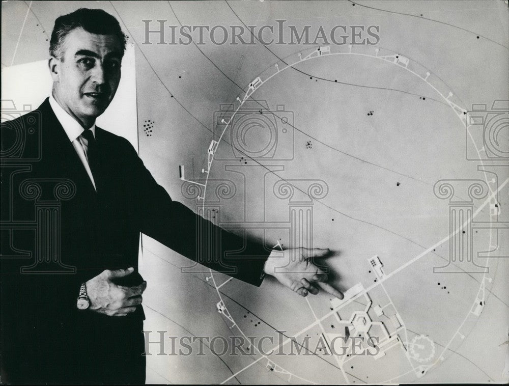 1970 John B. Adams of 300 GeV Accelerator In Front of Model - Historic Images