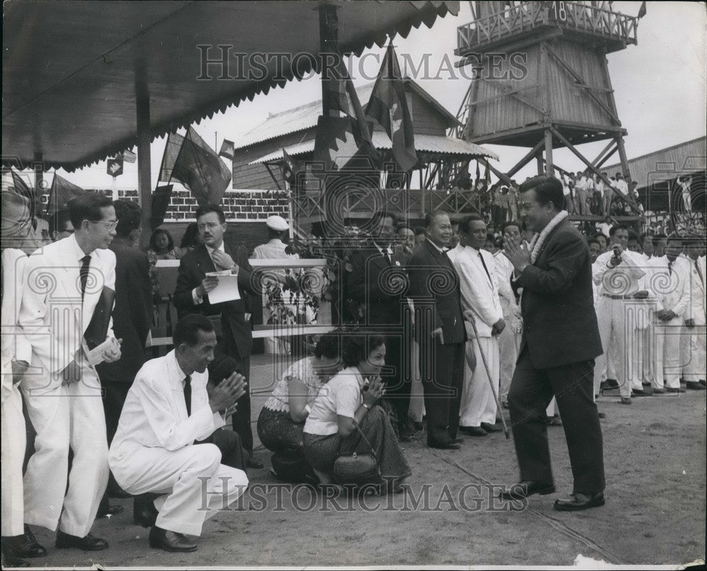 1958, Prince Norodom Sihanouk of Cambodia and local people - Historic Images