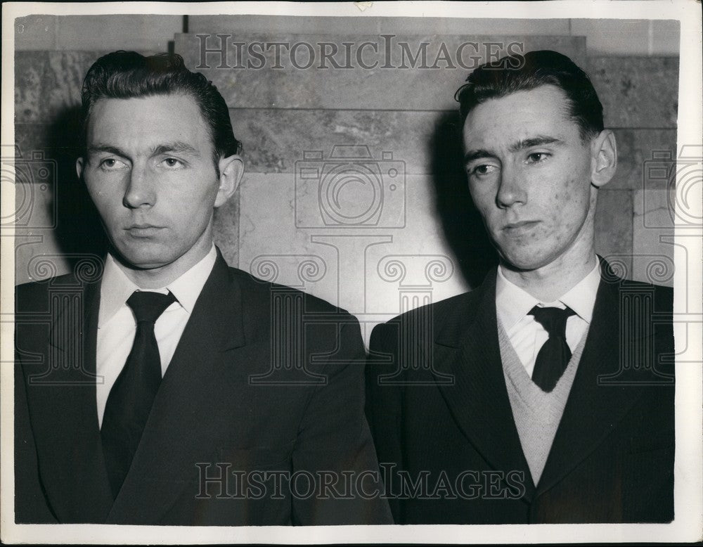 1958 Reginald Barnes &George Fryer,at inquiry into their train crash - Historic Images