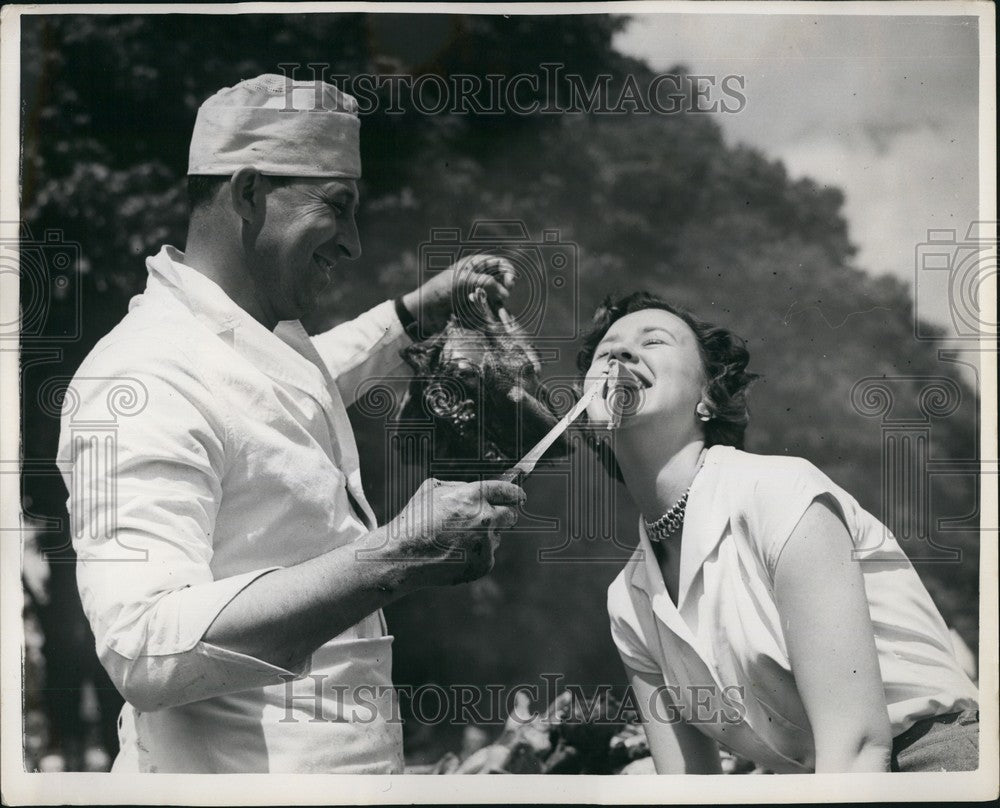 1954 Faversham, Kent,US service men hod a barbque for charity - Historic Images